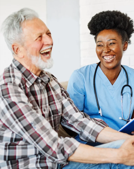 Friendly caregiver supporting social interaction and daily routines with senior companion services San Rafael.